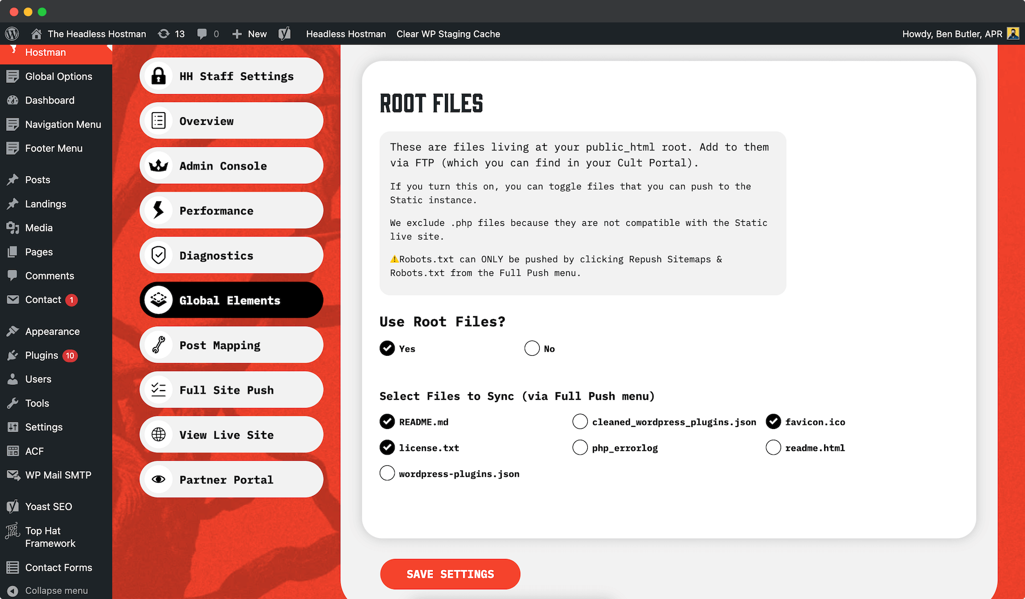 push static files to root html